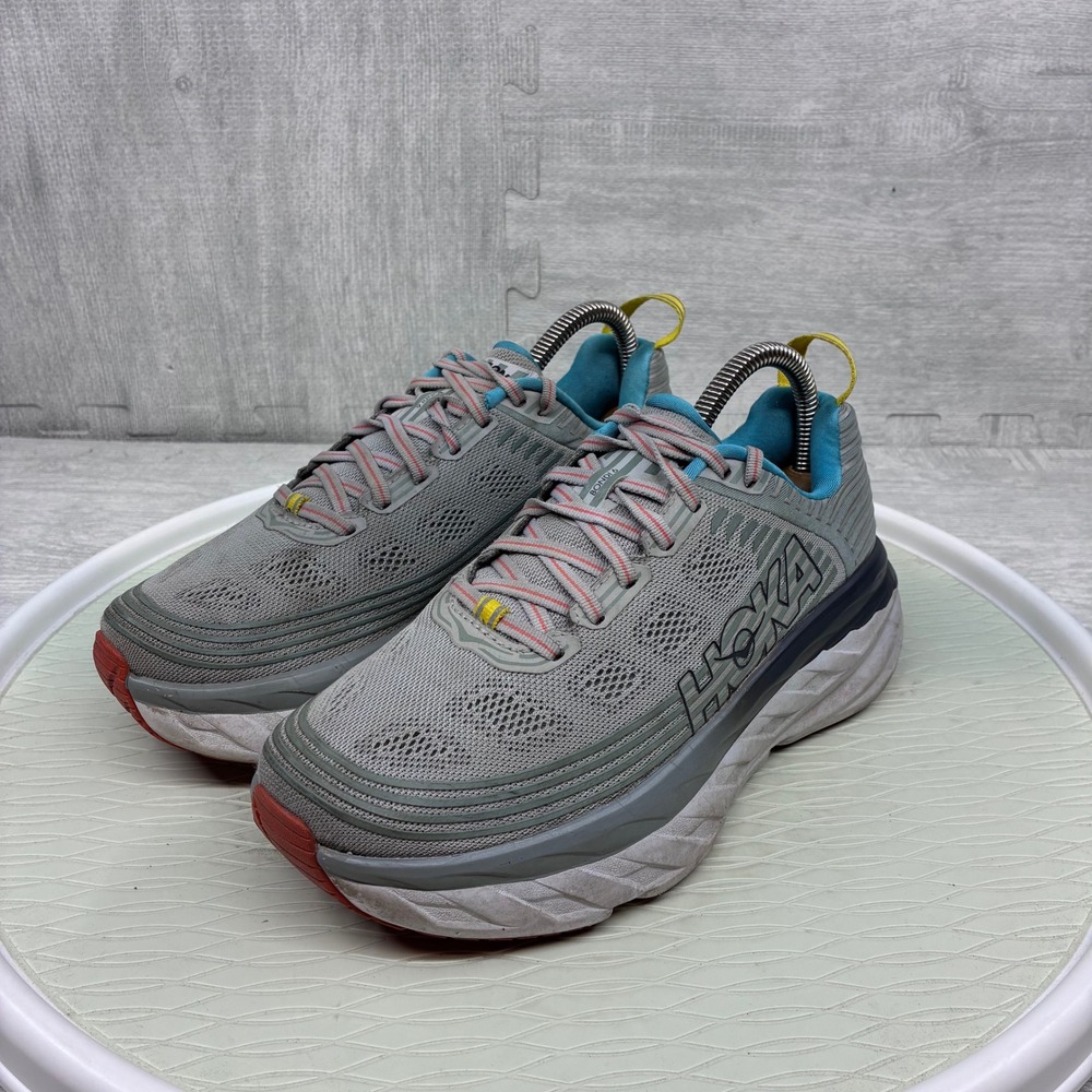 Hoka One One Bondi 6 Running Shoes Womens 8 Gray Blue Mesh Sneakers 1019270 VBWI